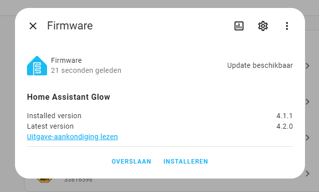 Update notification in Home Assistant